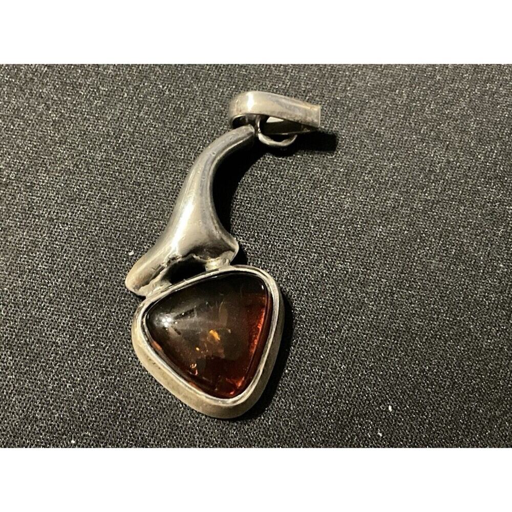 Tested 925 Sterling Silver Large Bail Amber Pendant
